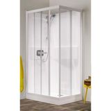 Kinedo Kineprime douchecabine vierkant met douchebak 15cm met schuifdeuren 90x90x208cm incl. douchekraan ther met handdouche en glijstang wit/helder CA550TTN