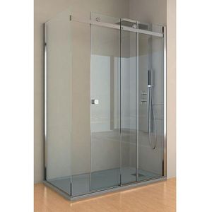 Sfa Kinestyle schuifdeur 120x90x200 met vaste wand plus paneel helder glas PA1712CTNE