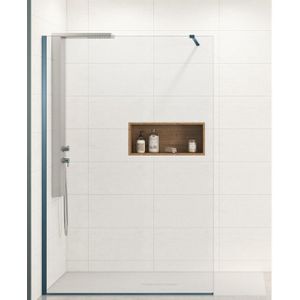 Kinedo Ekinox solo inloopdouche - 70x207 - Wandarm - 6mm helder glas - Aluminium / veiligheidsglas blauw glans pa4210ktne