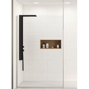 Kinedo Ekinox solo inloopdouche - 90x207 - vloer/plafond - 6mm helder glas - Aluminium / veiligheidsglas RVS geborsteld pa4212itnem