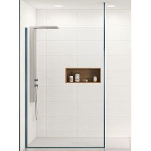 Kinedo Ekinox solo inloopdouche - 90x207 - vloer/plafond - 6mm helder glas - Aluminium / veiligheidsglas blauw glans pa4212ktnem