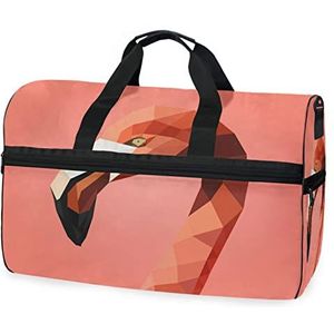 Oranje Art Vogel Flamingo Sport Zwemmen Gym Tas met Schoenen Compartiment Weekender Duffel Reistassen Handtas voor Vrouwen Meisjes Mannen, Foto, M