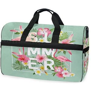 Vogel Bloem Tropische Flamingo Sport Zwemmen Gym Tas met Schoenen Compartiment Weekender Duffel Reistassen Handtas voor Vrouwen Meisjes Mannen, Foto, M