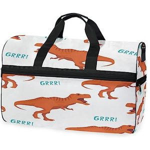 Dinosaurus Dier Cartoon Sport Zwemmen Gym Tas Met Schoenen Compartiment Weekender Duffel Reistassen Handtas Voor Vrouwen Meisjes Mannen, Foto, M