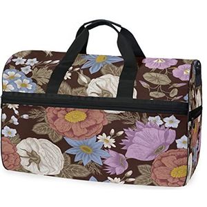 Bloemen Bloemen Geurige Kleurrijke Sport Zwemmen Gym Tas met Schoenen Compartiment Weekender Duffel Reistassen Handtas voor Vrouwen Meisjes Mannen, Foto, M