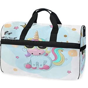 Leuke Meisje Regenboog Eenhoorn Sport Zwemmen Gym Tas Met Schoenen Compartiment Weekender Duffel Reistassen Handtas Voor Vrouwen Meisjes Mannen, Foto, M