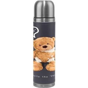 Beer Leuke Dier Cartoon Thermos Sport Water Fles Potten Roestvrij Staal Geïsoleerde Vacuüm Fles Leer Verpakt (500ML)