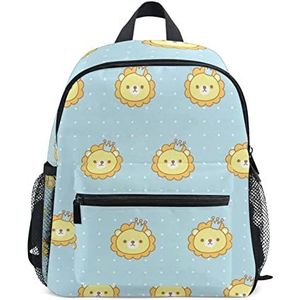 King Lion Polka Dot Cartoon Peuter Rugzak Boekentas Mini Schoudertas voor 1-6 Jaar Reizen Jongens Meisjes Kinderen met Borstband Clip Fluitje, Foto, M