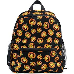 Pompoen Cartoon Halloween Peuter Rugzak Boekentas Mini Schoudertas voor 1-6 Jaar Reizen Jongens Meisjes Kids met Borstband Clip Fluitje, Foto, M