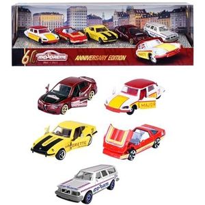 Majorette - Cadeauset 60 jaar (5 modelauto's) - 5 premium speelgoedauto's van metaal met 2 exclusieve automodellen, elk 7,5 cm, voor kinderen vanaf 3 jaar