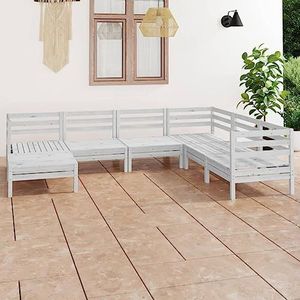 UYSELA Home Meubels Tuin 7 Delige Tuin Lounge Set Massief Hout Grenen Wit