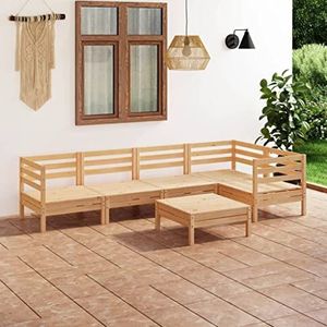 UYSELA Home Meubels Tuin 6 Delige Tuin Lounge Set Massief Pinewood