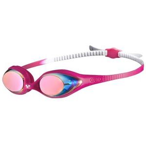 arena Kinderen Unisex wedstrijdzwembril Spider Junior Mirror (gespiegeld, UV-bescherming, anti-condenscoating), wit-roze-fuchsia (19), één maat