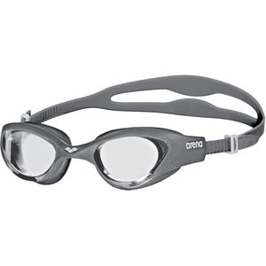Arena The One Zwembril voor volwassenen, anti-condens, uniseks, brede glazen, uv-bescherming, zelfverstelbaar, grijs (lichtgrijs-wit), één maat
