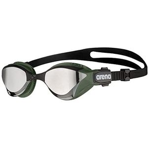 Arena Cobra Tri Goggle voor triatlon en fitness met veeganti-mist, eenvoudig aan te passen, kristalhelder breed zicht met uv-bescherming, zilver/leger, veeganti-mist (nieuw)
