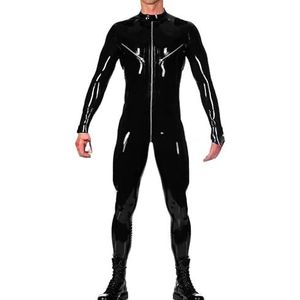 Sexy Latex Surfsuit Met Rug Schouder En Kruis Rits Codpieces Rubber Catsuit Pak Bodysuit Zentai Overall-XXL