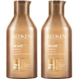 Redken - All Soft Shampoo - 2 x 300ml - Shampoo - Zacht - Glans