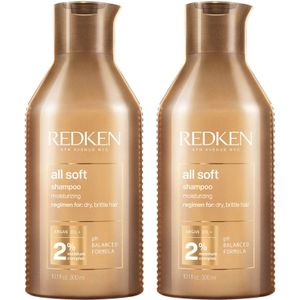 Redken - All Soft Shampoo - 2 x 300ml - Shampoo - Zacht - Glans