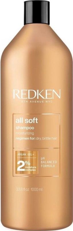 Redken Haircare All Soft Shampoo 1000ml - Hydrateert & Verzacht Droog Haar