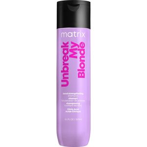 Matrix, Milde & versterkende shampoo voor gekleurd & gevoelig blond haar, met citroenzuur, zonder sulfaat, Total Results, Unbreak My Blonde, 300 ml