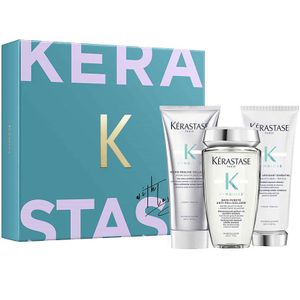 Kérastase Giftset Symbiose - Anti-roos trio behandeling met Micro-exfoliërende Pre-shampoo Verzorging 200ml, Zuiverende Cellulaire Anti Roos Shampoo 250ml & Kalmerende Ontwarrende Conditioner 200ml - Voor de Gevoelige Hoofdhuid met neiging tot roos