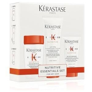 Kérastase Nutritive, verzorgende routine met shampoo en haarkuur en verzorgende hittebescherming, verzorgt droog haar, hydraterend en revitaliserend, probeerset voor meer glans en soepelheid