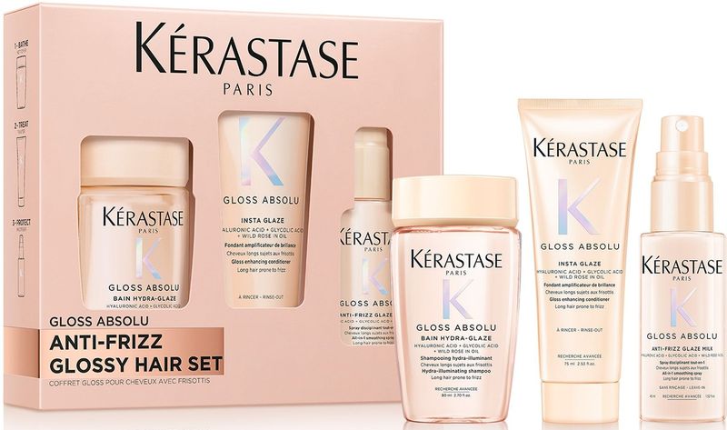 Kérastase - Gloss Absolu - Cosmetische Set - Voor Glanzend en Zacht Haar - Inhoud 80 ml Shampoo, 75 ml Conditioner, 45 ml Leave-in Spray