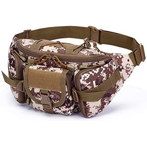 DTKJ Tactische taillepakket militaire fanny packs heupgordeltas voor outdoor wandelen klimmen vissen jacht heuptas, Woestijn Digitaal, L,