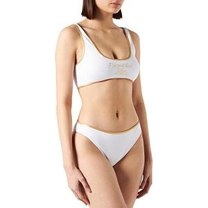 Badpak met hoge print, tweedelig, voor dames, Wit., 38