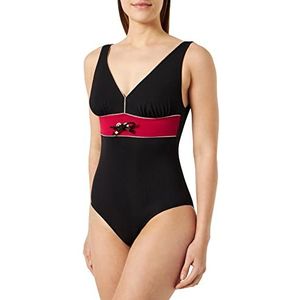 Haute pression Eendelig badpak voor dames, Zwart en bordeaux, 44 grote maten