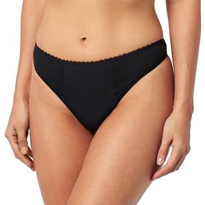 HAUTE PRESSION Dames string urinelekkage slip effen zwart met elastische kant in de taille, ref lavendel T38, absorberend en herbruikbaar, Zwart, 36
