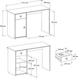 CALICOSY - Bureau Enfant - Snoozy - 1 Port - 1 Tiroir - L121 cm - Pin Petterson