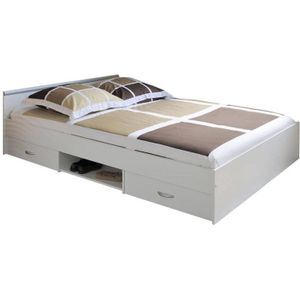 Bed Alma 140x200cm met 2 laden - wit
