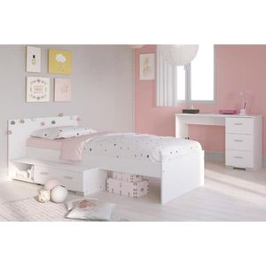COSMOS Complete kinderkamer 2 kamers - Bed + bureau - Essentiële stijl - Witte decoratie