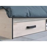 Vente-unique  Bed met opbergruimte PABLO - 2  laden en een niche - 140 x 190 cm - Kleur: Eik L 145.8 cm x H 58.9 cm x D 193 cm