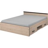 Bed met opbergruimte - 2  laden en een niche - 140 x 190 cm - Kleur: naturel - PABLO