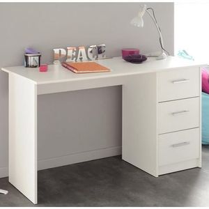 Infinity - Bureau Droit - Wit - Panneel van Deeltjes - 3 Tiroirs