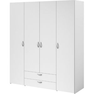 Varia garderobe - Wit decor - 4 scharnierende deuren + 2 laden - L 160 x H 185 x d 51 cm - Parisot