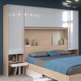 VELONA Brugkast - Glanzend Wit en Houtlook - Met Ledverlichting