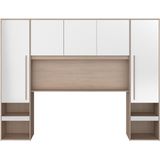 VELONA Brugkast - Glanzend Wit en Houtlook - Met Ledverlichting