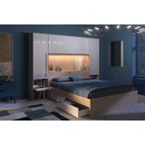 VELONA Brugkast - Glanzend Wit en Houtlook - Met Ledverlichting