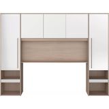 VELONA Brugkast - Glanzend Wit en Houtlook - Met Ledverlichting