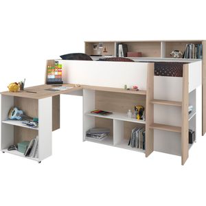Parisot Hochbett Lucas (Komplett Set, 1-St., in verschiedenen Varianten wählbar) integrierter Schreibtisch und Leiter