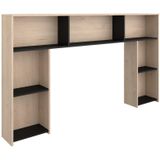 Hoofdbord met opbergruimte - 140 cm - Kleuren: houtlook en zwart - KINSELIA