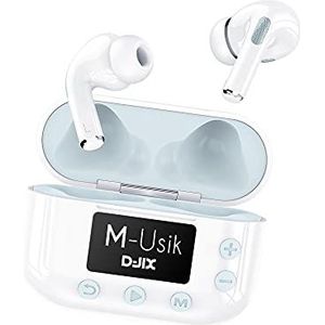 D-Jix - M-Usik Player draadloze Bluetooth-hoofdtelefoon - 2-in-1 draadloze Bluetooth-hoofdtelefoon en MP3-8GO speler - Batterijduur 18 uur - 4000 muziektitels - Compatibel met smartphones wit