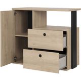 Commode Dean 90cm, 2 laden & 1 deur - kastanjehout decor