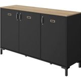 Gautier - Klein dressoir 136cm 3 deuren MANCHESTER zwart