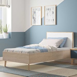 Lit - Larvik - 90x200 - Meubel in Kit - Fabrication Française - Chêne Blond