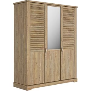 Kledingkast Wanda 170 cm 3 deuren & spiegel - bruin kastanjehout