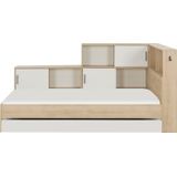 Gautier Diagone Tienerbed Erwan met opbergruimte en laden - 90 x 200 cm - Kleur: wit en eik